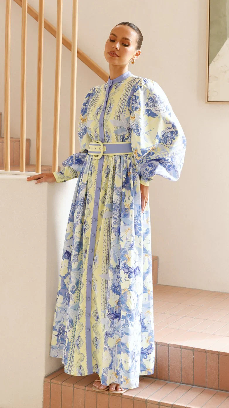 Kalliope Maxi Dress - Blue/Yellow