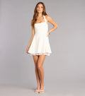Sweet Plans Halter Lace Trim Mini Dress